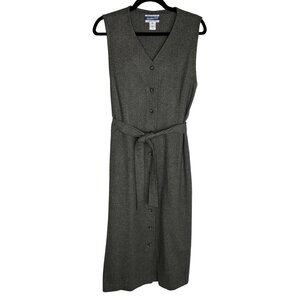 Pendleton Sz12P 100%‎ Wool Gray Herringbone Belted Dress Old Money Dark Academia